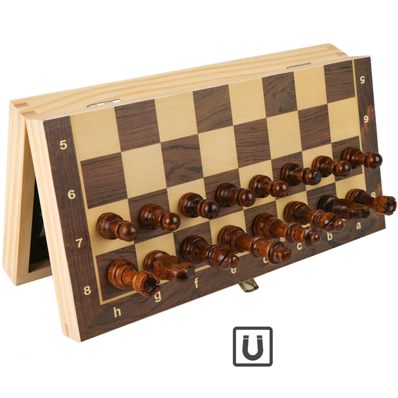 StonKraft Houten Schaakspel – 30,5 Cm, Magnetische Stukken, Opberglaadje