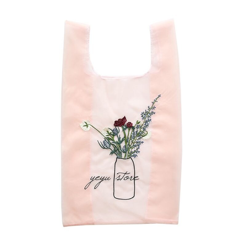 Embroidery Handy Shopping Sundries Storage Bags Handbags Reusable Tote Pouch Recycle Storage Handbags: B