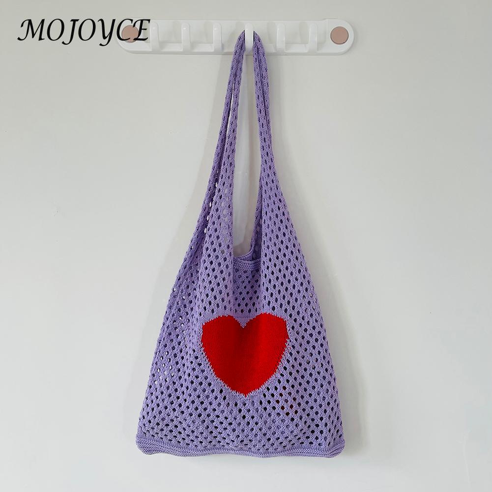 Frauen Gestrickte Schulter Tasche lässig Strand Gittergewebe Hohl gewebte Tote Handtasche Häkeln Tasche Kupplung für Frauen