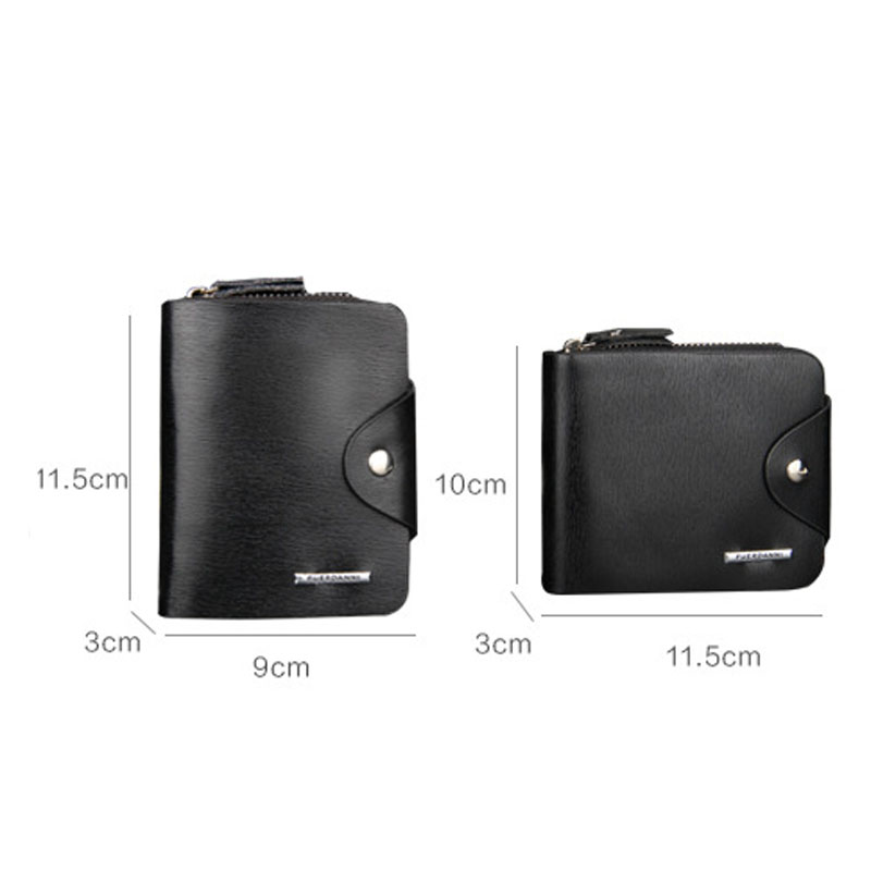 Mode Mannen Korte Portemonnee Pu Leer Effen Kleur Rits Hasp Clutch Money Bag Man Casual Portemonnee Kaarthouder