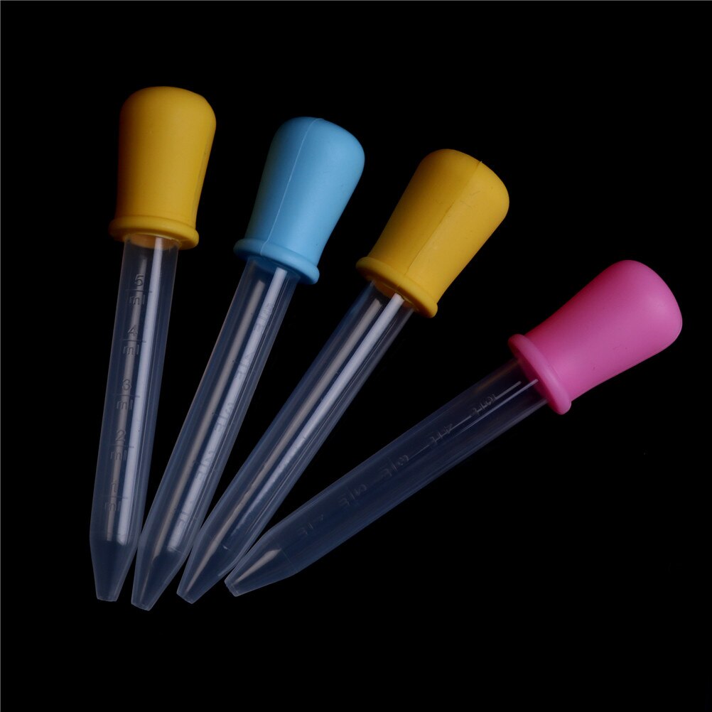 2 stk lille silikone plast foder medicin flydende øre øje gradueret pipette pipette 5ml til skole lab forsyninger farve tilfældig