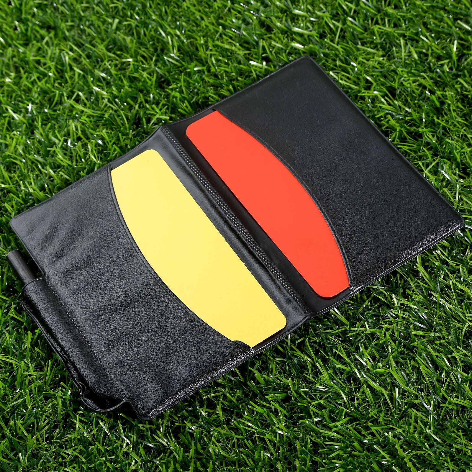 Gohantee fußballzubehör: schiedsrichter-notizbuch mit roter und gelber karte sowie bleistift für fußballschiedsrichter