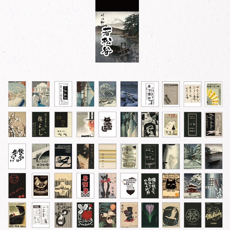 Journamm 50pcs Vintage Kawaii Sticky Pad Japanese Style Stickers Aesthetic Deco Stationery Scrapbooking Stickers Sticky Notes: F