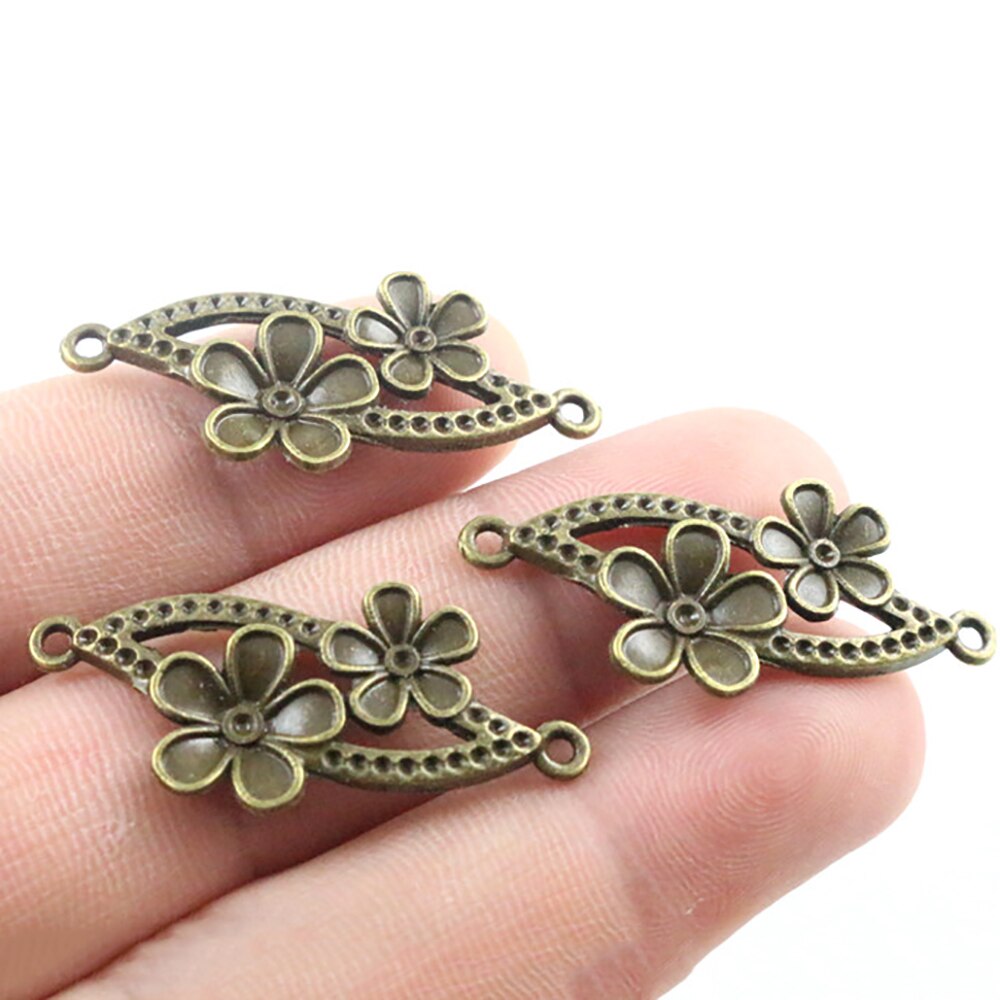 37x18mm 10 stücke Antike Silber Überzogene Bronze- Überzogene Blume Handgemachte Charme Anhänger: DIY für Armbinde halskette: P1-38