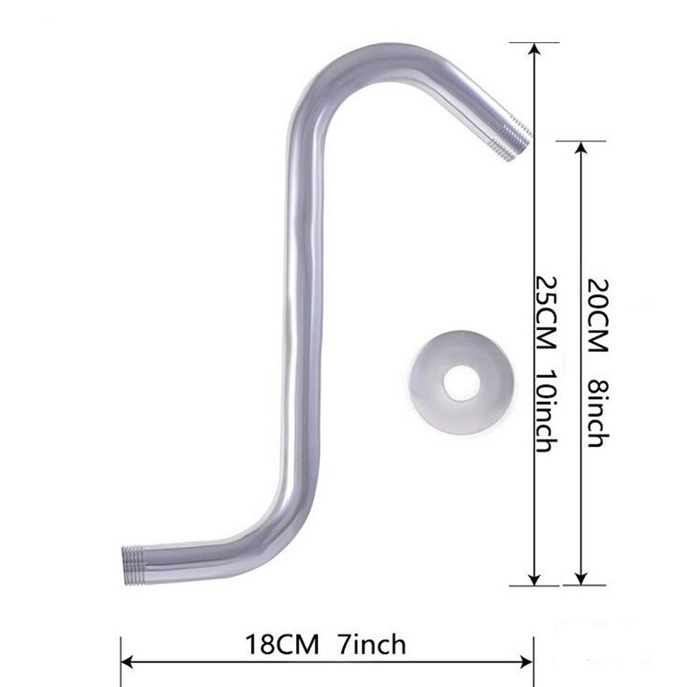 20cm 8Inch SCurved GooseNeck Shower Arm Stainless Steel High Rise