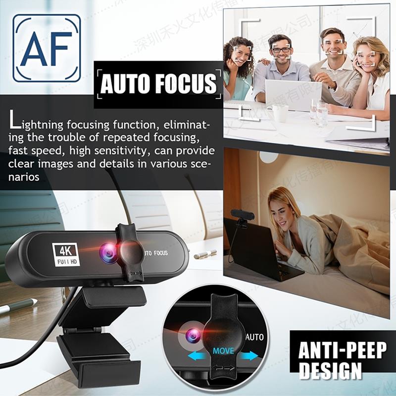 Webcam 1080P 2K 4K con microfono conferenza PC Webcam Autofocus USB Web Camera Laptop Desktop per ufficio riunione Home Full HD Webcam