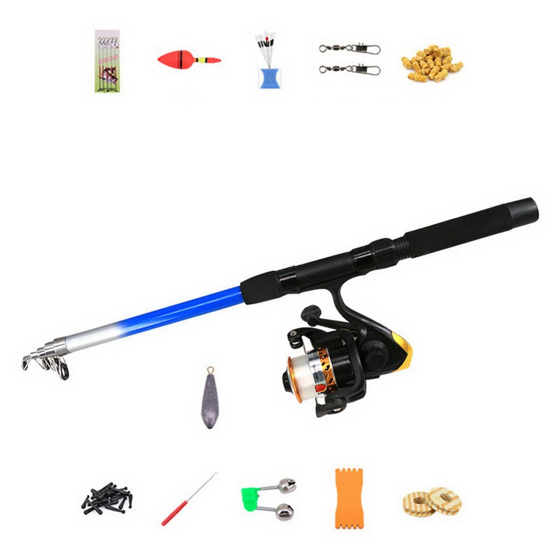 Beginner Children's Fishing Set Aluminum Alloy Ceramics Lightweight Portable Retractable Fishing Set Fish Supplies: metal wire set