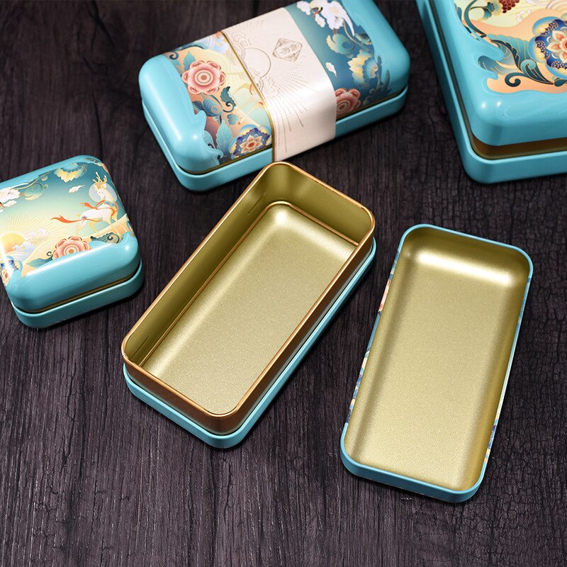 Universal Small Tea Tin Box, Green Tea Universal Black Tea Mid-autumn Moon Cake Box Box Tea Container Tin Cans