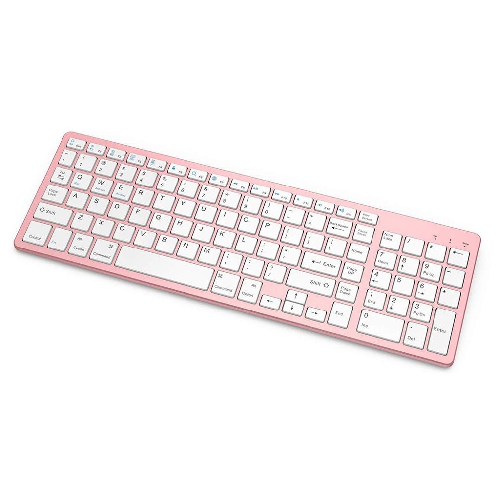 Bluetooth Keyboard, Rechargeable Portable BT Wireless Keyboard with Number The full size keyboard includes fast-access keys: Pink