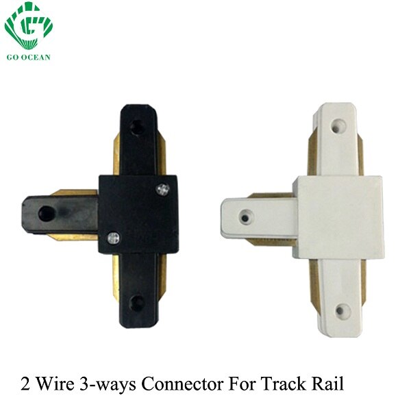 GAAN OCEAAN Track Connector Connectors 2 Draad Spoor Rail Connector Hoek Rechte Tracks Lighitng Armatuur Onderdelen Connectors: 2 Wire 3-ways / Zwart