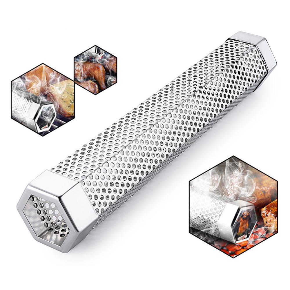 Round Smoke Generator Smoker Stainless Steel Pellet Smoker Tube Mesh Pipe Kitchen Outdoor Cooking BBQ Tools Accessories