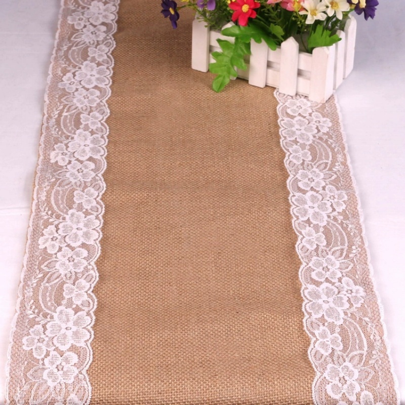Burlap Table Runners White Lace Table Runner Rustic Country Wedding Decor Vintage Romantic Table Cloth Home Table Decor