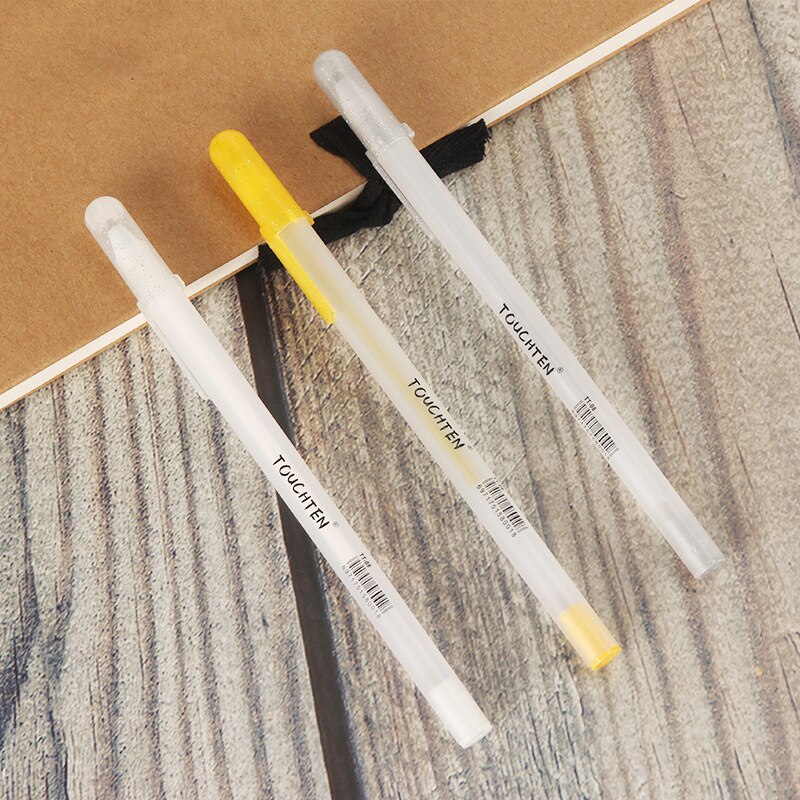 Touchten-Bolígrafo de pintura de alto brillo, marcador pintado a mano, tarjeta negra, gancho de corrección, trazo de línea, color dorado/plateado/blanco, 3 uds.
