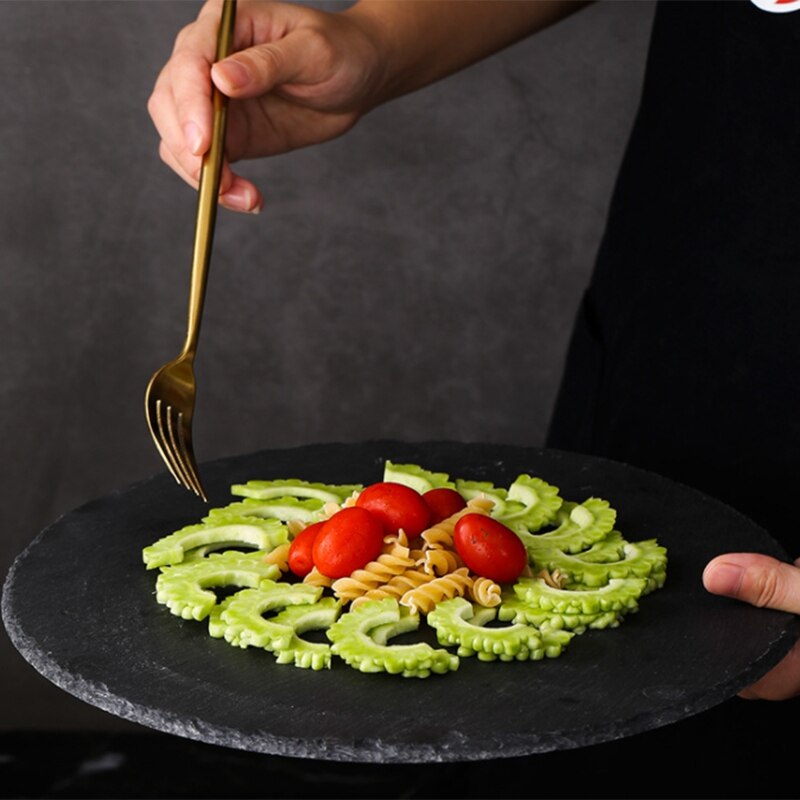 20cm västra runda naturliga stekplattor skiffer middag tallrik kök tallrik tallrik bbq dessert tårträtter pizza frukt bricka sten