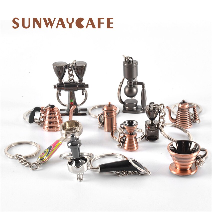 Couple Espresso Accessories Coffee Key Chain Mini Coffee Tamper Beautiful Coffee Keyring Cafe for Coffee Lovers Keychain