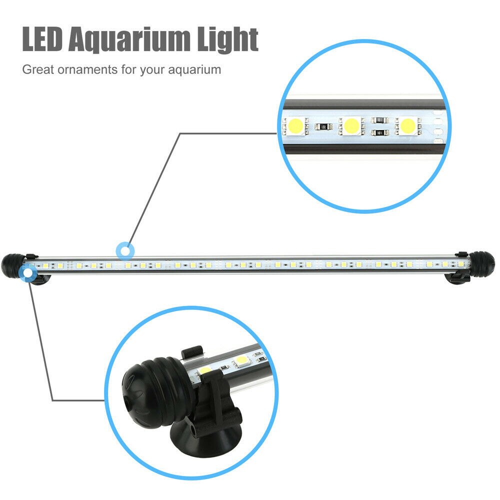 Waterproof LED Aquarium Lights Fish Tank Light Bar Blue/White 19CM Submersible Underwater Clip Lamp Aquatic Decor RGB light