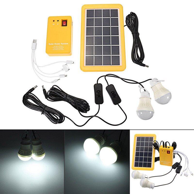 3W Solar Power Panel Generator with 2 LED Lamps USB Charger Outdoor Garden 5V 500ma Solar Battery Chargers &amp; Charging Kits TB