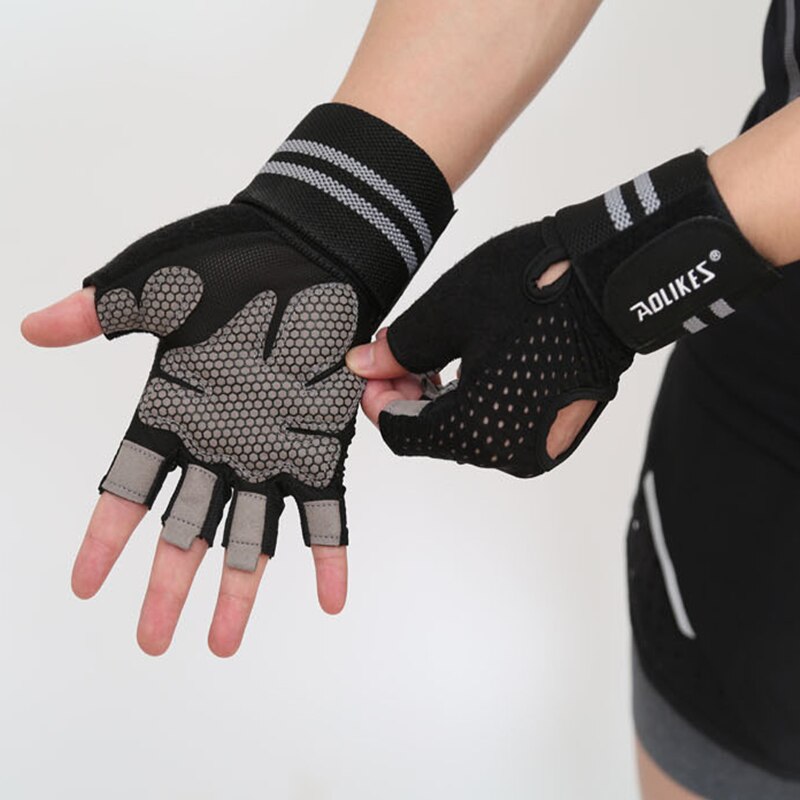 Heren dames gewichthefhandschoenen gym halve vinger sport fitness handschoenen antislip weerstand oefening training pols handschoenen