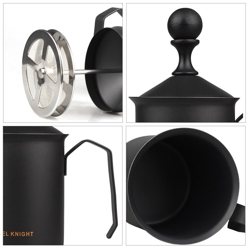 17 OZ Manual Milk Frother Milk Creamer Hand Pump Frother Cappuccino Latte Coffee Foam Pitcher (500Ml)