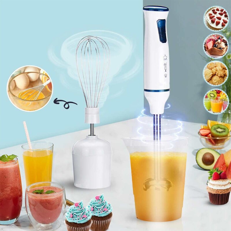 Powerful 1000W 3-in-1 Hand Immersion Hand Blender 2 Speeds, Includes 304 Stainless Steel Stick Blender, Mixing Beaker, Food Proc