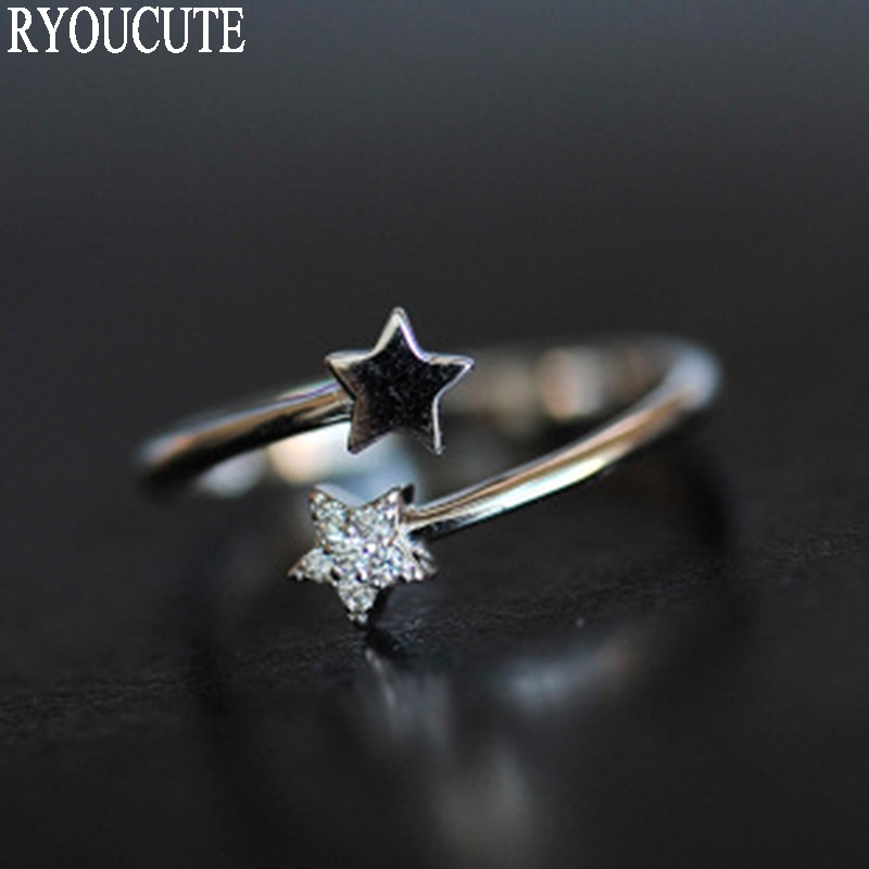 Nieuwkomers Zilveren Kleur Kristal Ster Ringen Voor Vrouwen Verstelbare Ringen Bruiloft Sieraden