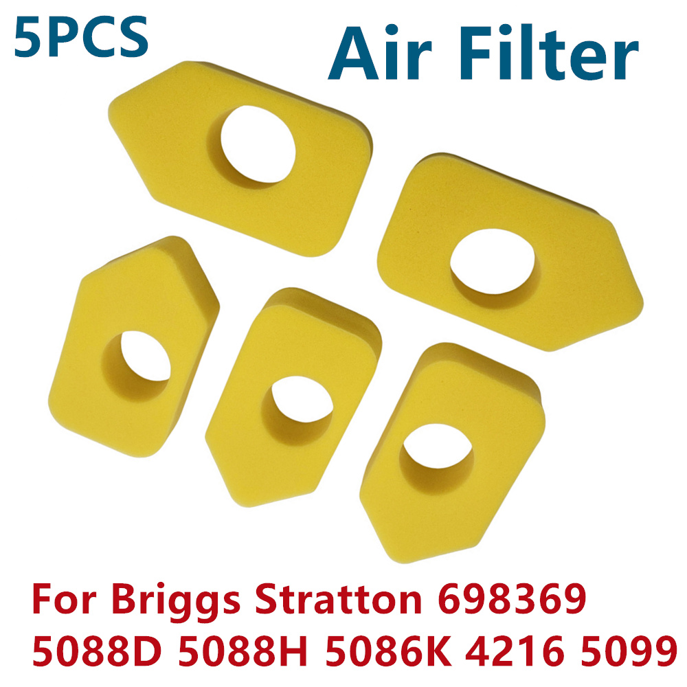 5 PCS NOVOS filtros de ar para Briggs Stratton 698369 5088D 5088H 5086K 4216 5099 Peças do cortador de grama do aparador do filtro de ar do jardim