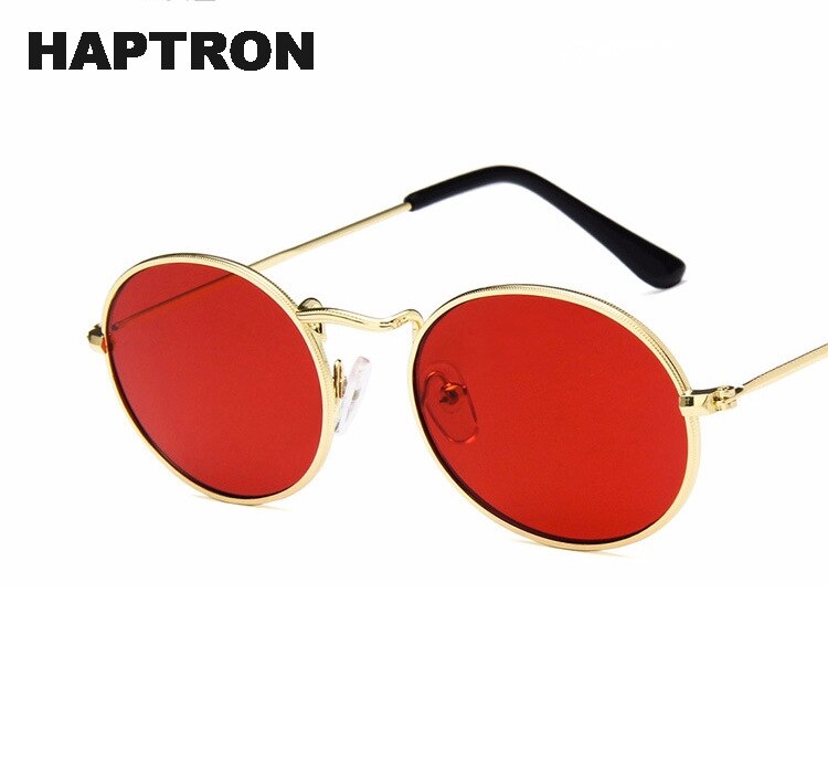 Haptron retro ovale solbriller kvinder luksusmærke vintage lille sort rød gul mænd nuancer solbriller oculos  uv400