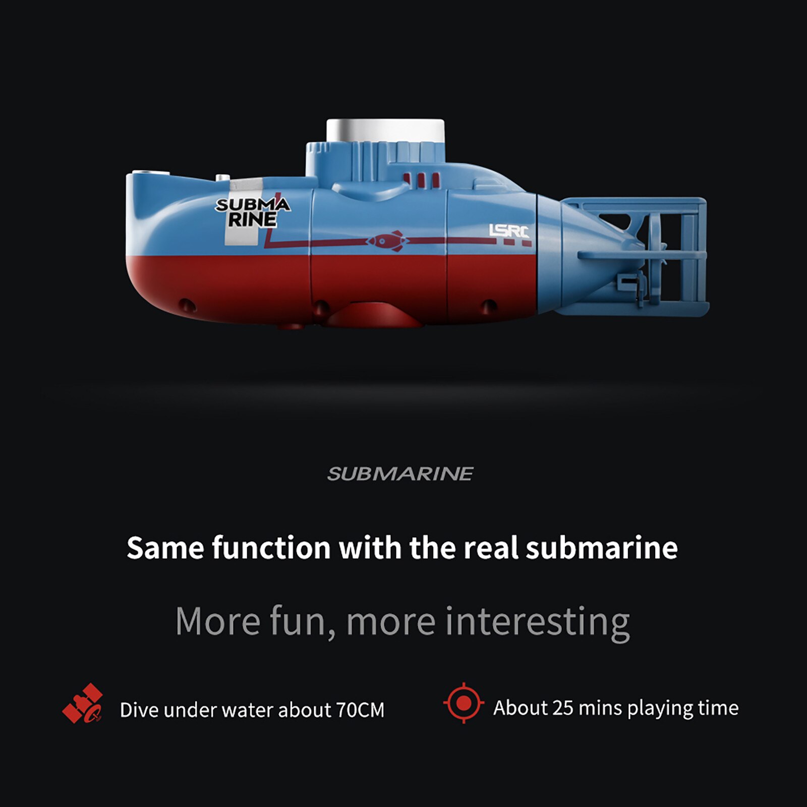 Jouet sous-marin radiocommandé Lsrc pour enfants, jouet flottant, multicolore, 6ch, rotatif à 360 degrés, étanche