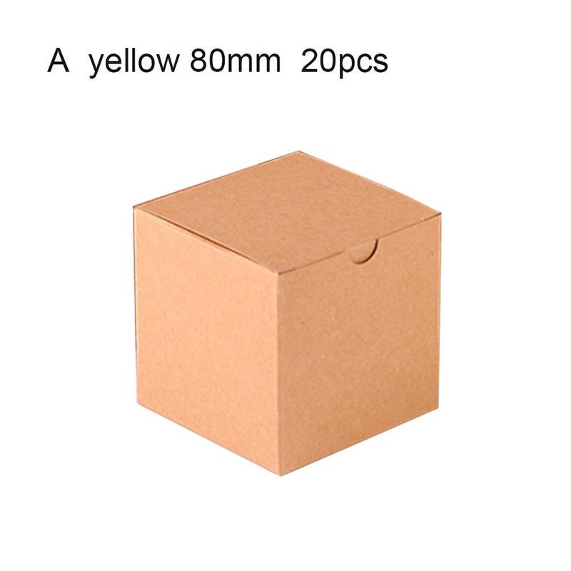 20pcs Square Kraft Paper Box Black Small Packing Wedding Cardboard Box Party Favor Box Box Brown Carton E7g0: A