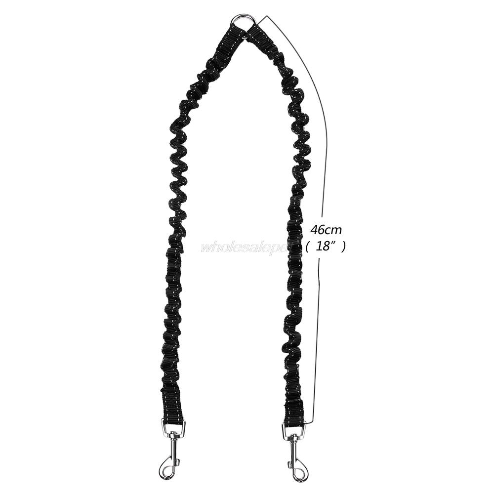 Double Dog Leash Elastic Bungee Pet Coupler Walking Leads For 2 Twin Dogs Leashes Splitter 3 Colors Avaliable