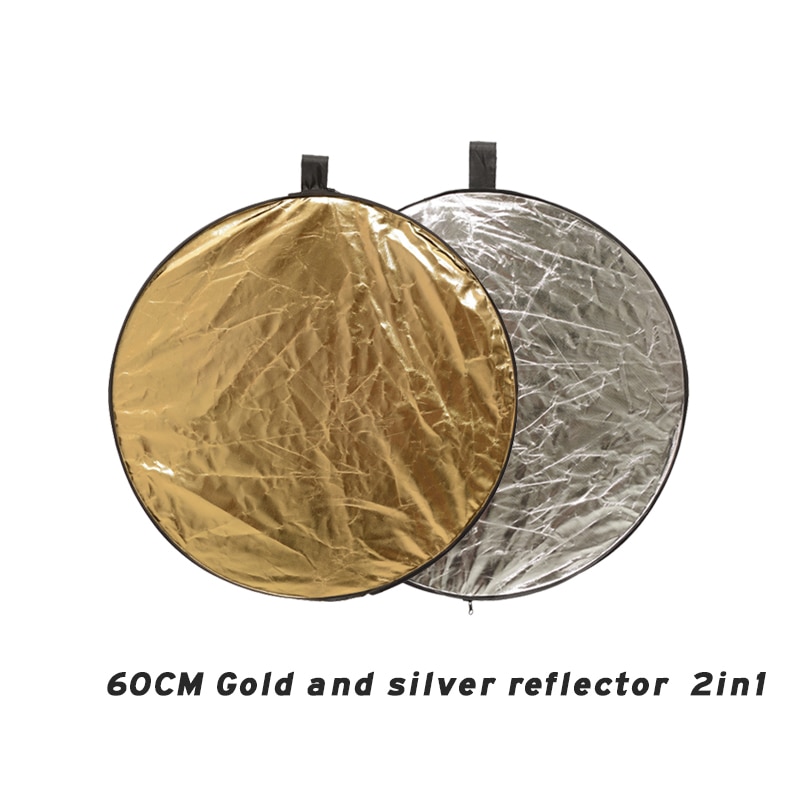 EDMTON 24 "/60 cm directe verkoop Houvast Multi Opvouwbare Draagbare Disc Light Reflector voor Fotografie 2in1 Goud en zilver