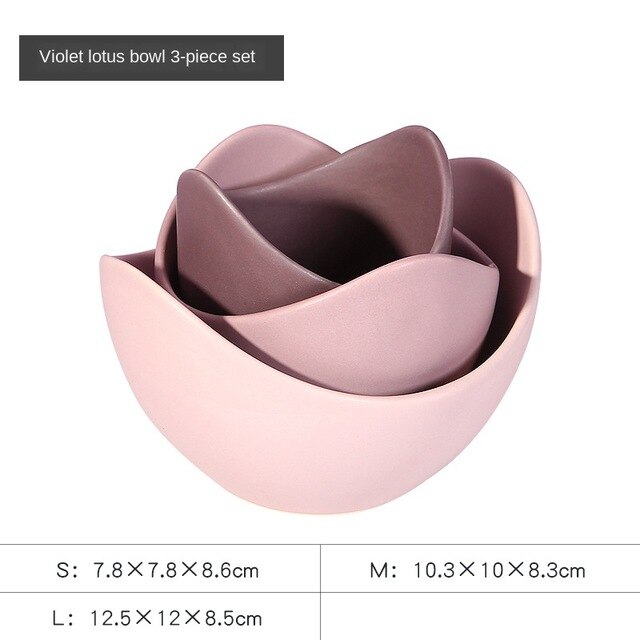 Blume Keramik Schüssel Gerichte Und Platten setzt Salat Platte Lagerung Obst 3/4/5 stücke einstellen Erzähler Geschirr einstellen Weihnachten: Rosa 3Stck