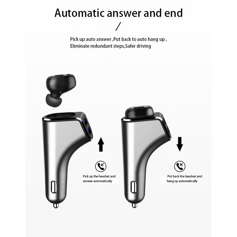 Car Bluetooth Headset Bluetooth Car Kit Bluetooth Handsfree Car MP3 Player Bluetooth V4.2 Support TF/U Disk Music Car Charger