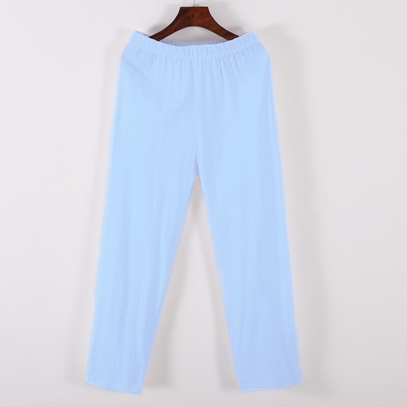 Cotton Solid Pajama Pants For Adluts Home Autumn Spring Trousers Leisure Loose Comfortable Pajamas Men Sleep Bottoms Homewear: B Sky Blue / XL