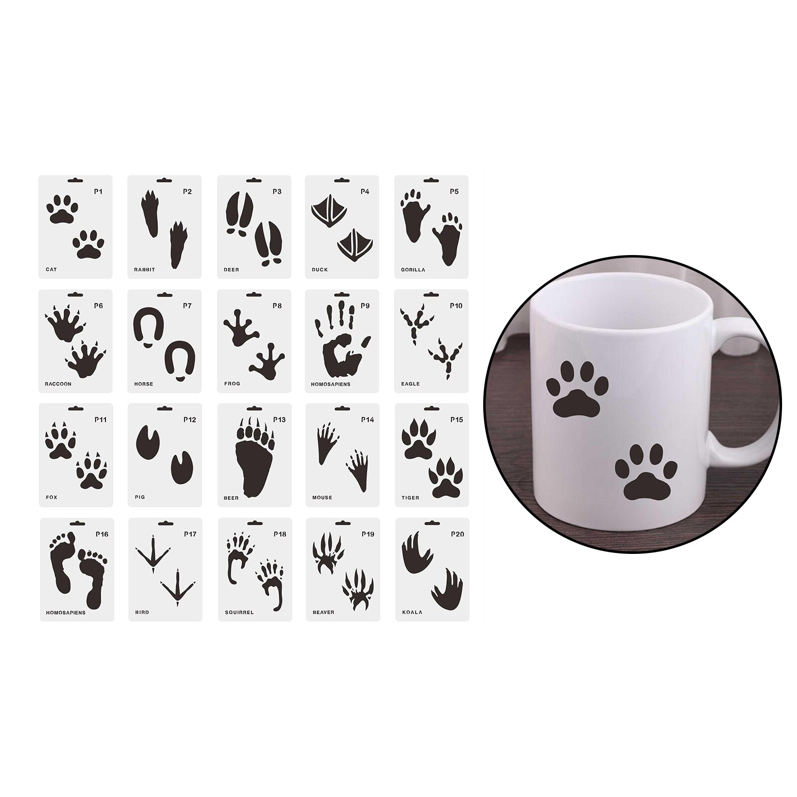 20pcs Stencils Drawing Templates for Painting on Paper Window Glass Door Wall, Art Diy Home Decor Scrap Booking Album Crafts