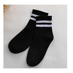 5 par sportssokker kvinder mænd sjov søde skolepiger bomuld løse stribede sokker farverige kvinder sox harajuku retro: Sort hvid
