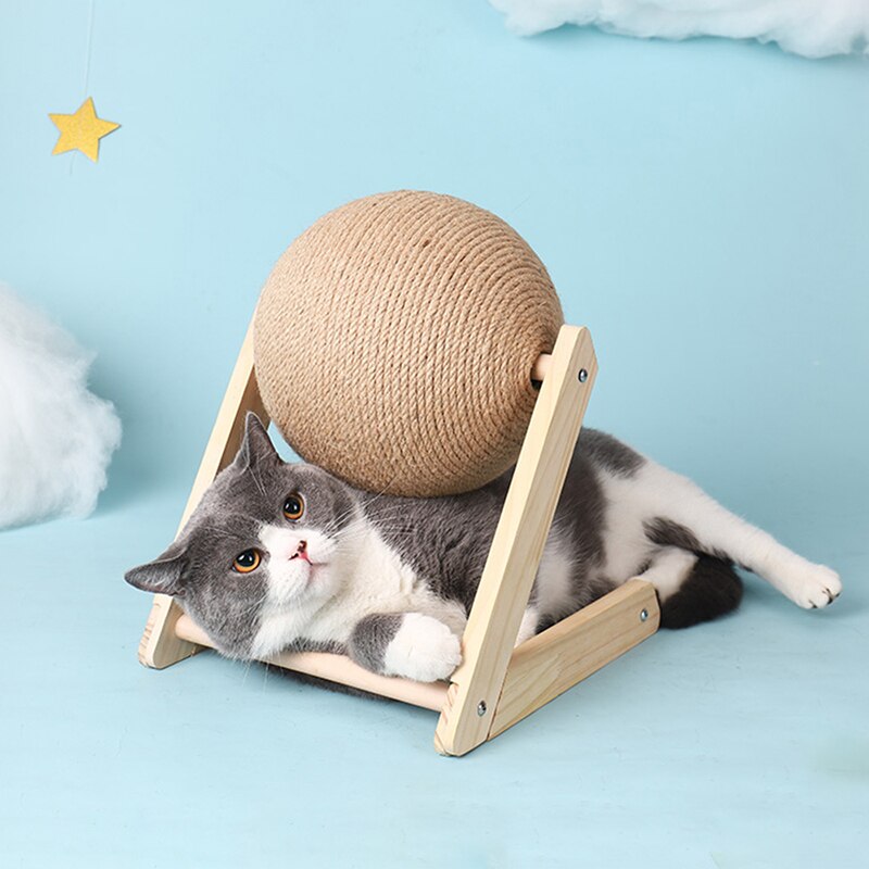Kat Speelgoed Kitten Scratcher Bal Huisdier Interactieve Speelgoed Met Sisal Touw Bal Houten Kat Klimmen Fram Voor Indoor Pet Accessoires: L Frame / M