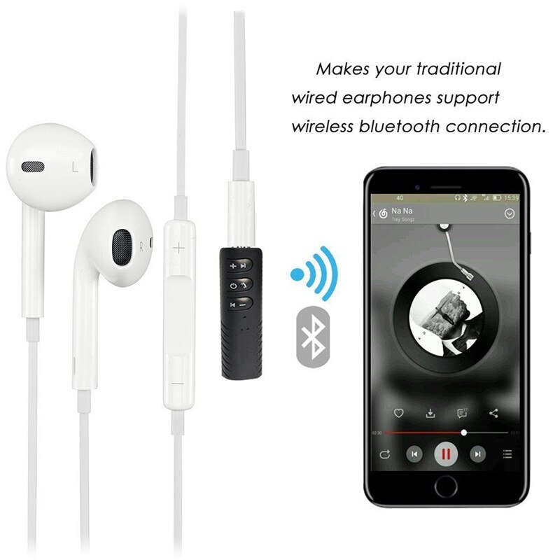 Draadloze bluetooth-ontvanger met 3.5mm aansluitingen, auto-audioadapter met microfoon voor hoofdtelefoon en luidspreker.