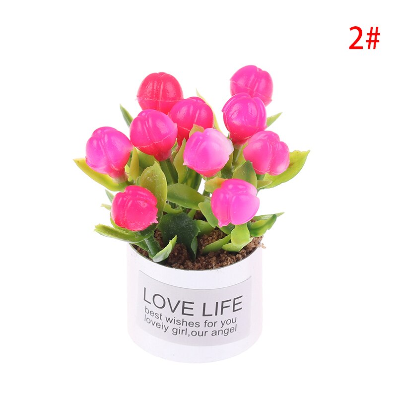 1Pc 1:12 Dollhouse Mini Iron Potted Plant Pot Lavender Plant Home Garden Decor Dollhouse Collection Kids' Toys: B