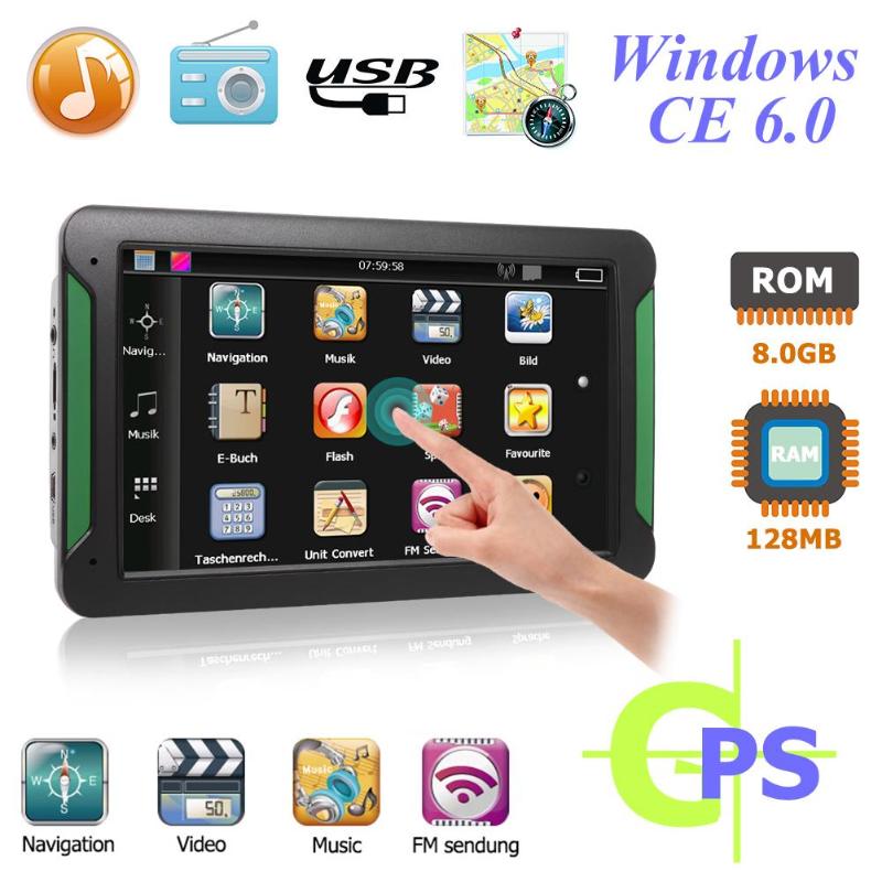 7 inch Touch Screen Car Truck GPS Navigation 128MB+8GB RAM Multi Language Rechargeable GPS Tourist Navigator With Maps