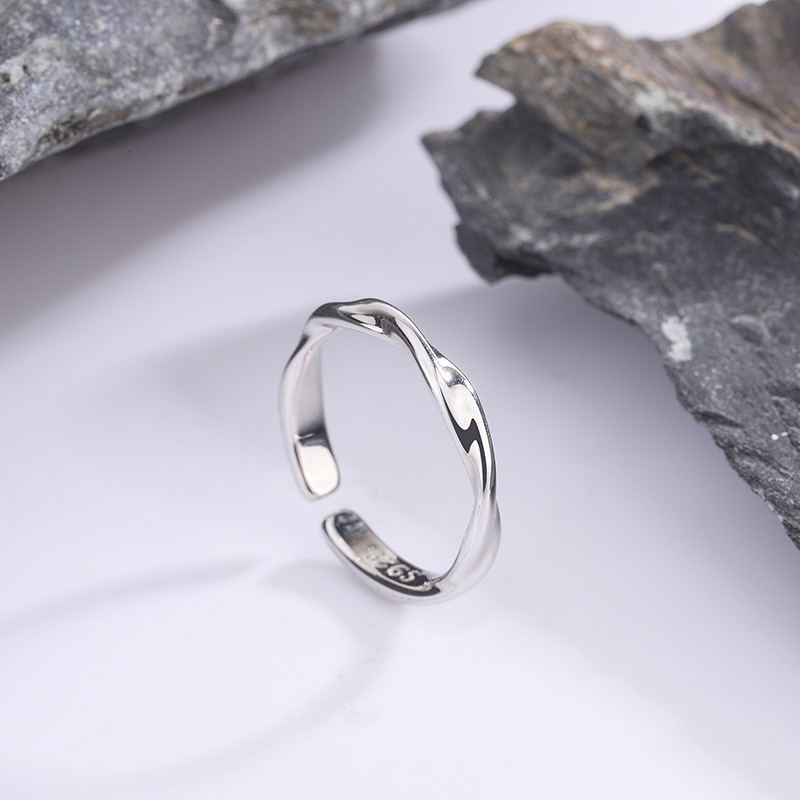 Anelli di filo intrecciato semplici in argento sterling 925 di moda per il commercio all'ingrosso del regalo di gioielleria raffinata di nozze delle donne