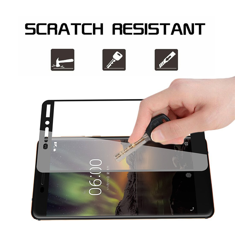 2 stks Gehard Glas Voor Nokia 6.1 Screen Protector voor Nokia 6.1 ) volledige Cover voor Nokia 6.1 TA-1043 3D Gebogen Rand Film