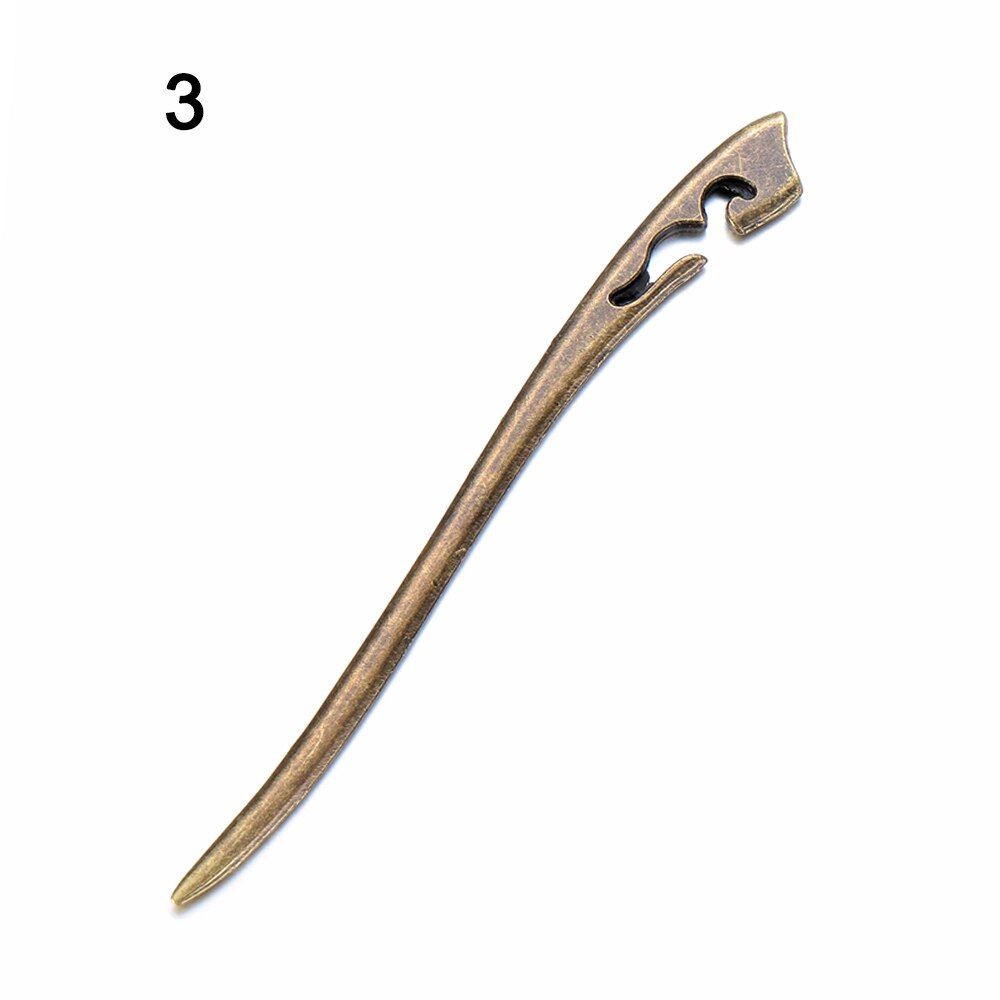 Vintage bronse hårspenne retro metallisk metall hårstift kvinner jenter hår styling verktøy hår gaffel buet hårnål: 3
