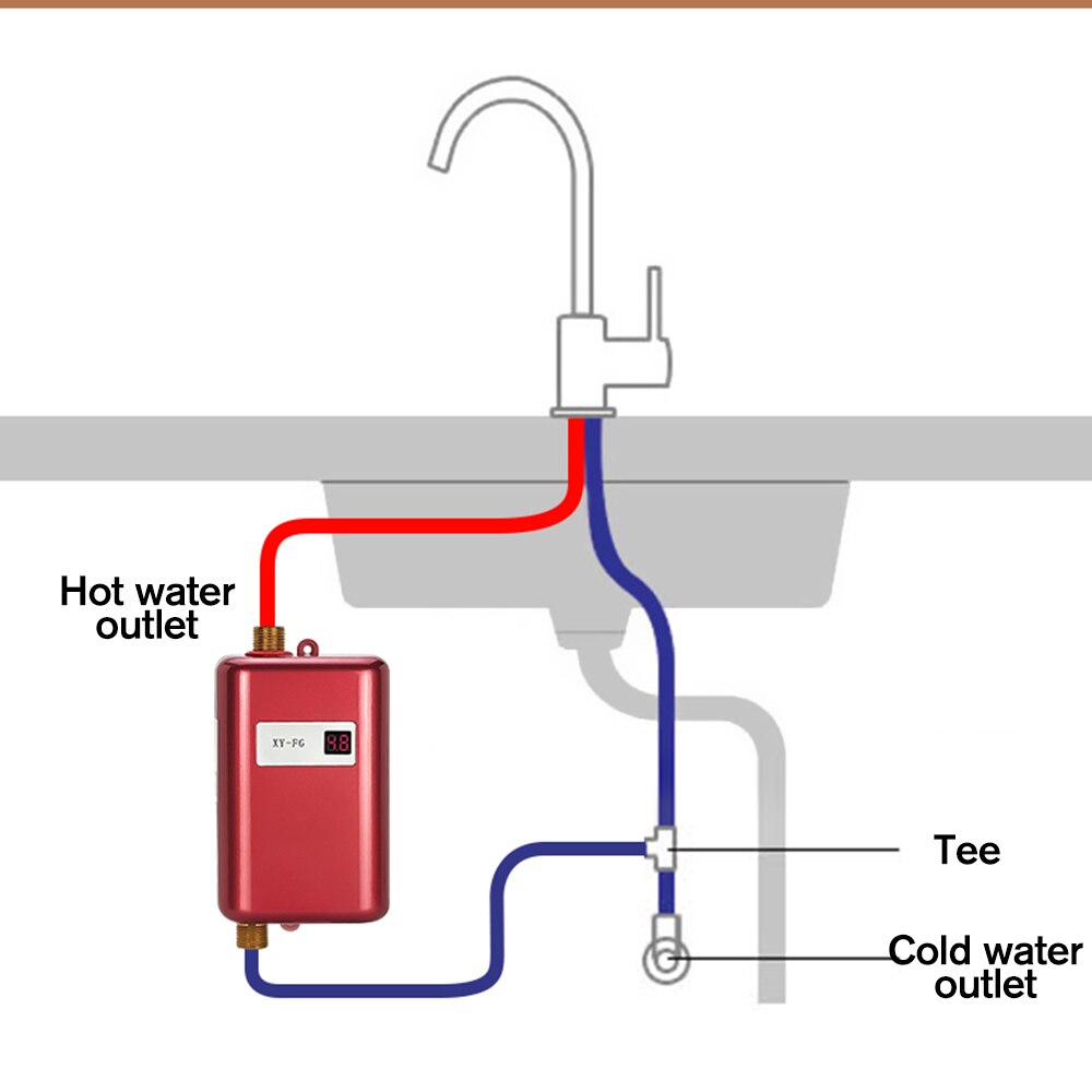 3800W Durchlauferhitzer Elektrische Heiße Dusche Mini Tankless Fluss Schnelle Heizung Edelstahl Wasser Heizung Küche Bad