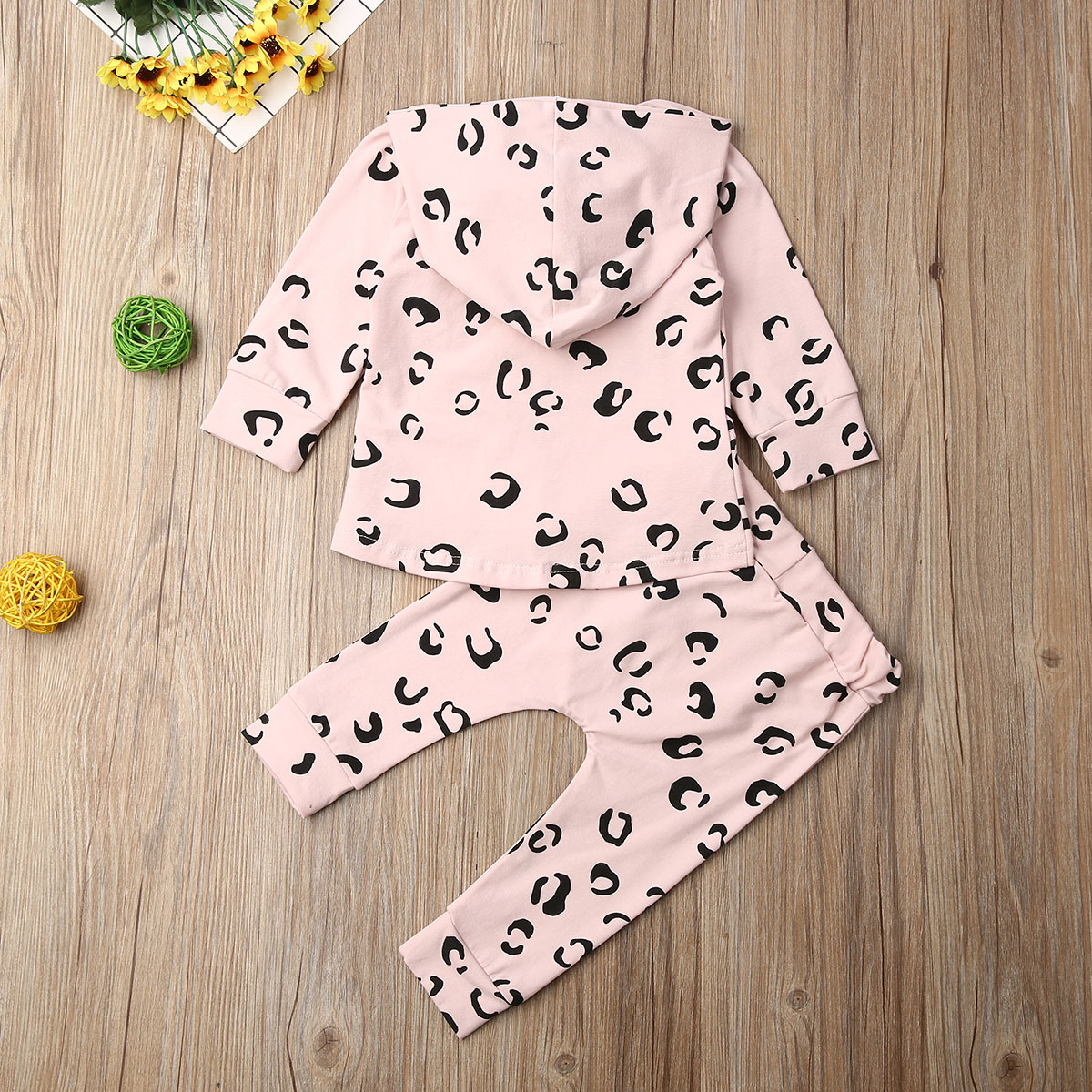 Baby Frühling Herbst Kleidung Leoparden Säuglings Baby Mädchen Kleidung Lang Hülse Mit Kapuze Spitzen + Gamaschen Hosen 2Stck Outfits trainingsanzug