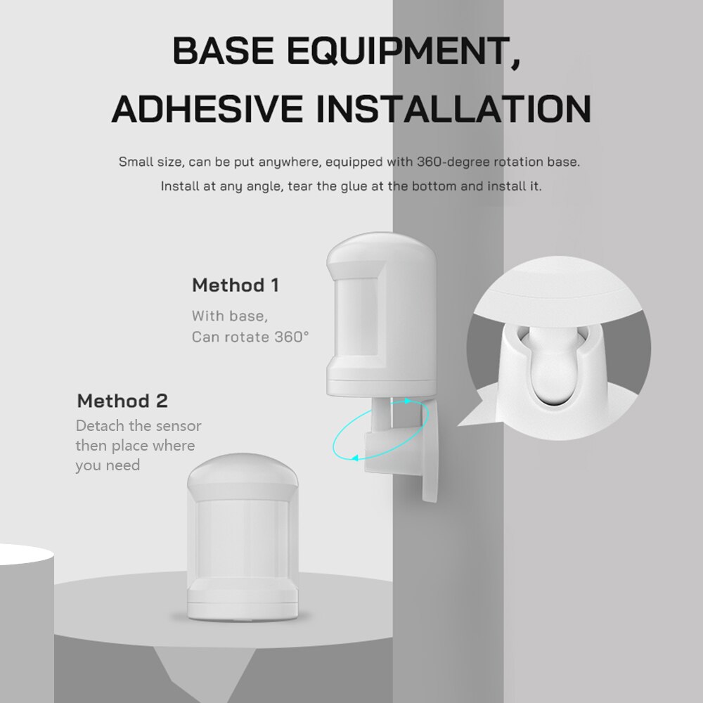 Smart Motion Sensor ZigBee PIR 360 Degree Rotation Smart Human Body Sensor Wireless Motion Detector Work with ZigBee Gateway