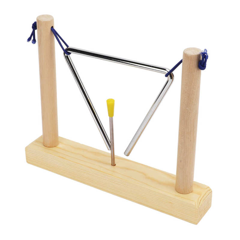Hand Percussion Triangle with Pine Frame Musical Instrument for Performance Playing Orff Instrument Percussion Triangle