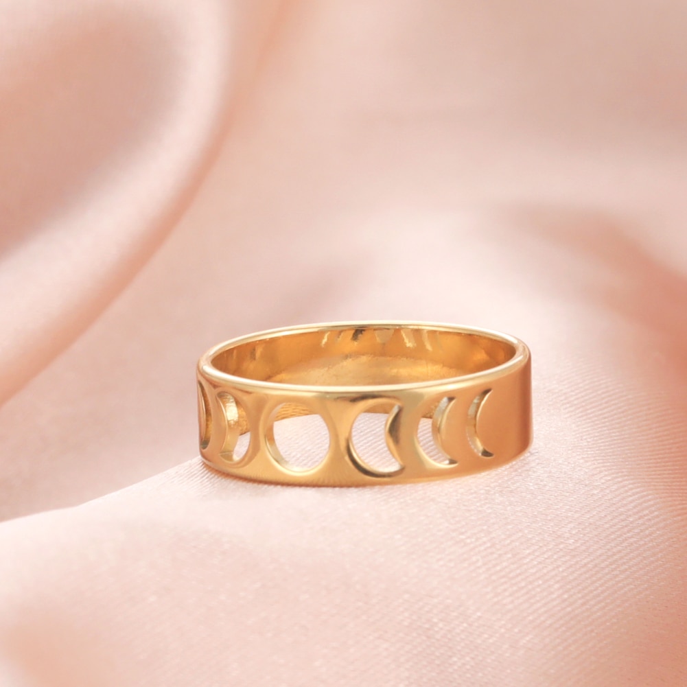 Skyrim – bagues uniques Phase de lune pour femmes, en acier inoxydable, couleur or, croissant de lune, bijoux à la , , 2025