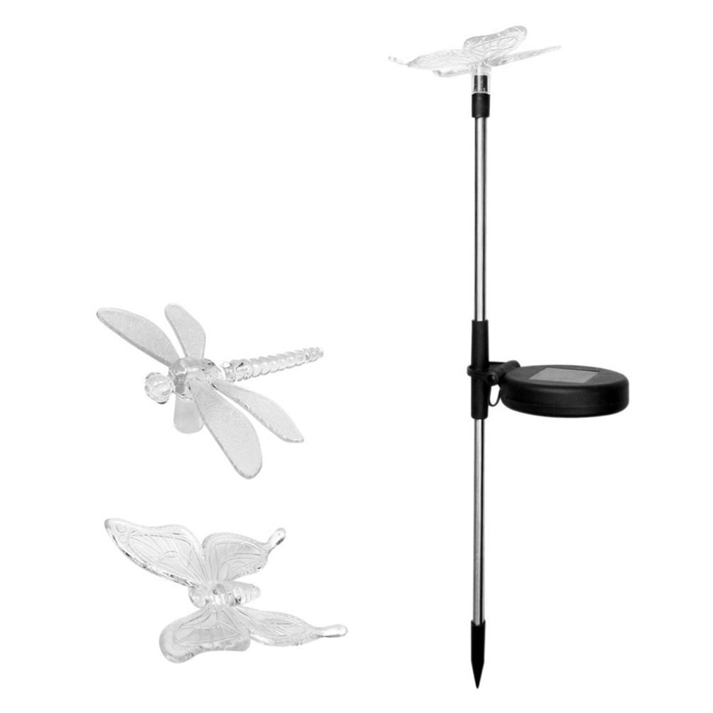 2Pcs Multicolor led Solar Stake Lights Outdoor Dragonfly/Butterfly Lawn Lamps Outdoor Garden Lawn Landscape Pathway Lights