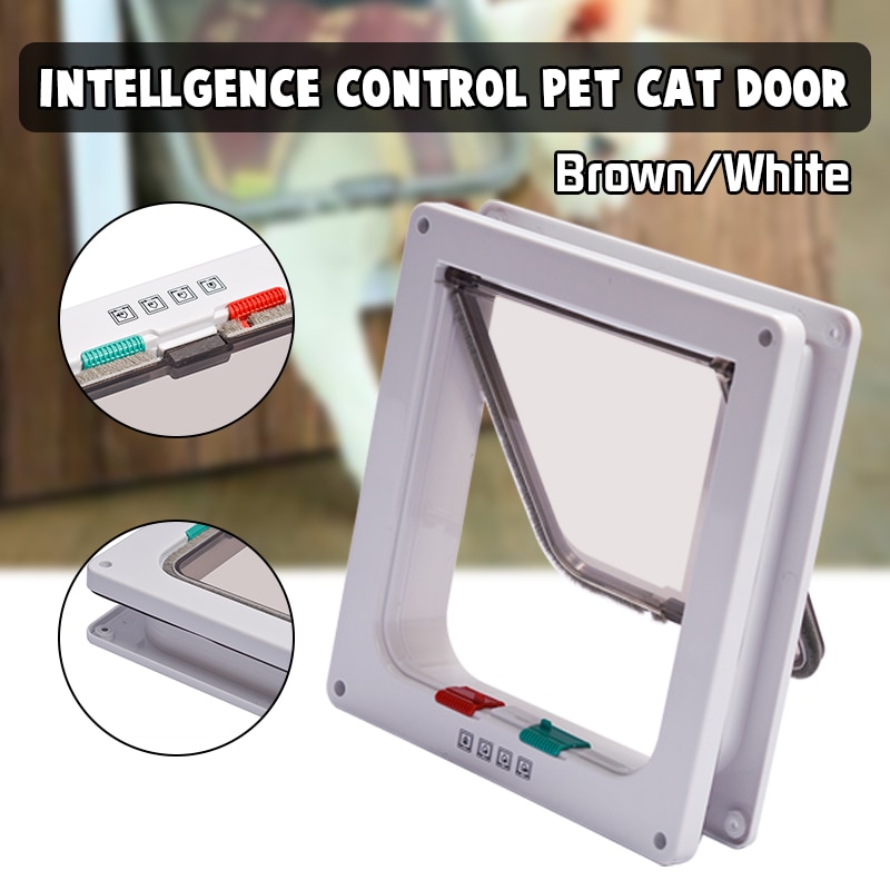 Intelligente Controle 4 Manier Veilig Kat Gate Deuren Abs Dier Kleine Pet Kat Hond Deur Dierbenodigdheden Flap Deur Huisdier kitten Deur Benodigdheden
